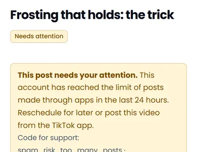 A post that needs attention, with the reason explained